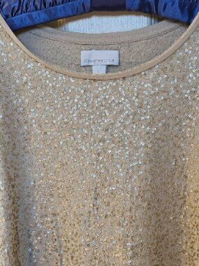 Women's Evening Top L - Gold Sequined Charter Club